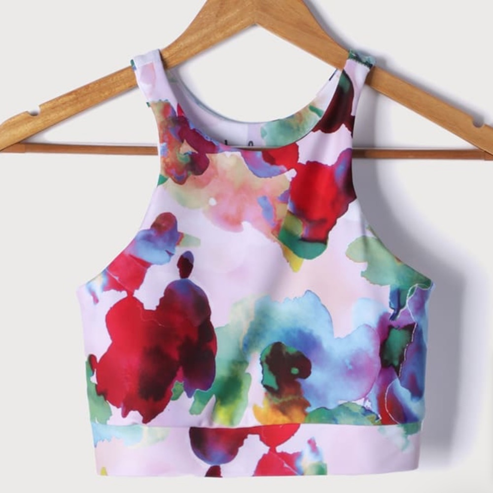 Lulus Make Progress Multi Print High Neck Medium Impact Sports Bra XS